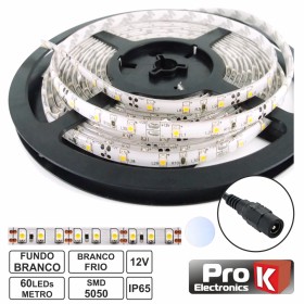 Fita 300 Leds 5050 Impermeável Branco Frio 12V 5M Prok Fita 300 Leds 5050 Impermeável Branco Frio 12V 5M Prok