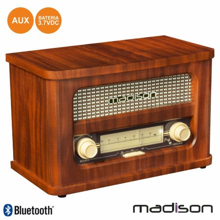 Rádio Portátil Fm Bt Led Vintage Madison