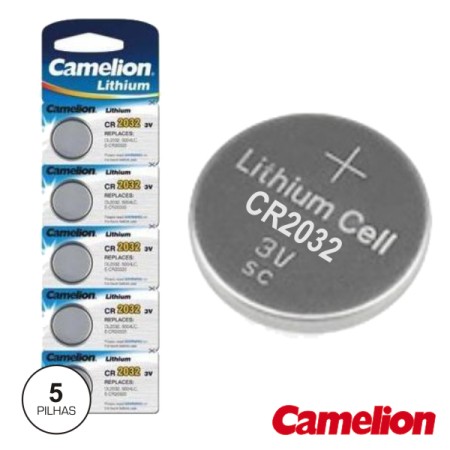 Pilha Lithium Botão Cr2032 3V 220Ma 5X Blister Camelion