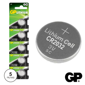 Pilha Lithium Botão Cr2032 3V 5X Blister Gp