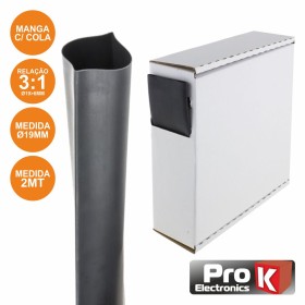 Tubo Manga Termoretráctil C/ Cola 19.0Mm 2M Preto Prok