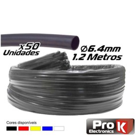 Tubo Manga Termoretráctil 6.4Mm 1.2M 50X Preto Prok