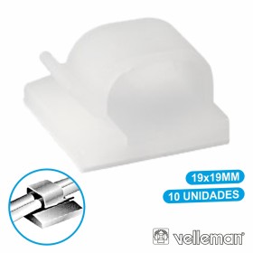 Passa Cabos C/ Adesivo 19X19Mm 10X Velleman