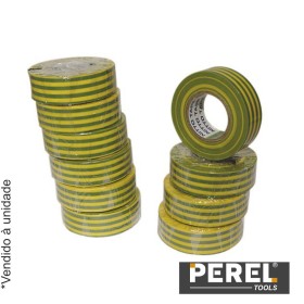 Fita Isoladora  Verde/Amarela - 19 Mm 10M Perel Fita Isoladora  Verde/Amarela - 19 Mm 10M Perel