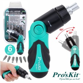 Chave Aparafusadora Manual 6Em1 C/ 3 Posições 6 Bits Proskit