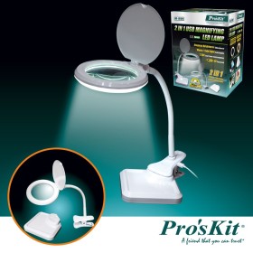 Candeeiro C/ Lupa Secretária 3 Dioptrias 36 Leds Proskit