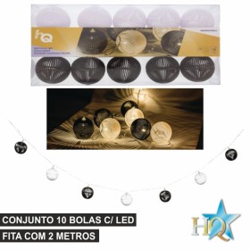 Conjunto De Luzes  Bolas Leds Brancas E Pretas