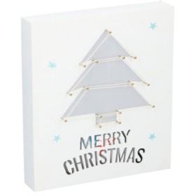 Placa Decorativa Merry Christmas Mdf C/ 6 Leds