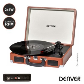 Gira-Discos 33/45/78Rpm Vintage 2X1W Castanho Denver