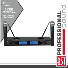 Central Microfone S/ Fios 2 Canais Uhf 16 Freq Cee Bst