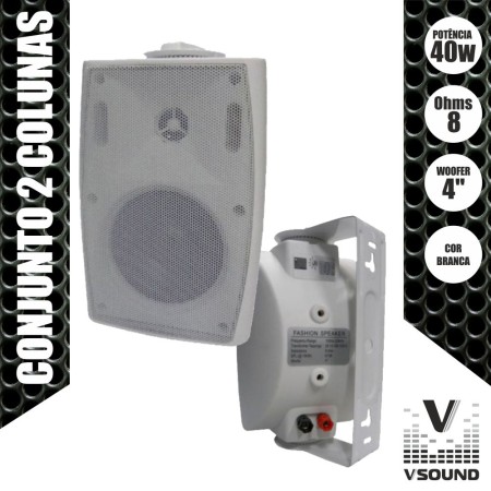 Conjunto 2 Colunas 2 Vias 8 Ohm 100V 40W 4" Brancas