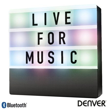 Coluna Bluetooth Portátil C/ Placa Mensagens Bat Led Denver