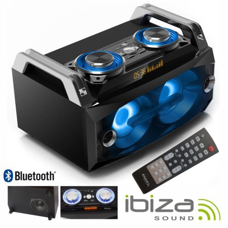 Sistema Som Portátil 120Wmáx Usb/Bt/Fm/Rec Leds Ibiza