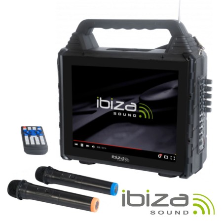 Altifalante Karaoke Portátil C/ Ecrã Usb/Bt/Sd/Aux Ibiza