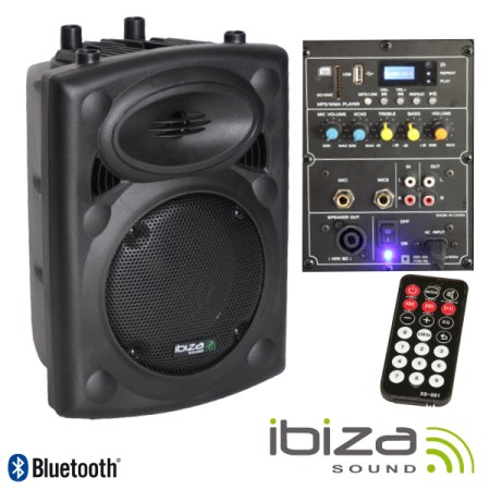 Coluna Bi-Amplificada 8" 300Wmáx Usb/Bt Ibiza