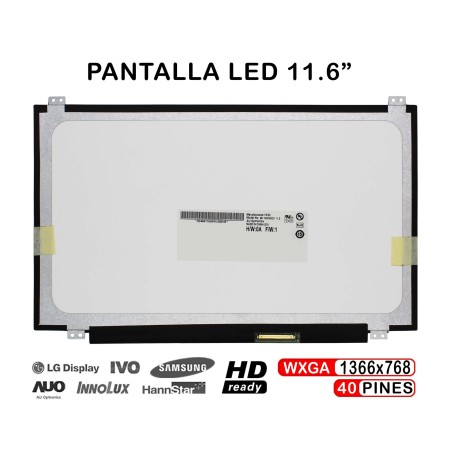 Ecrã LED de 11.6" para Portatil N116Bge-L41 N116Bge-L42 B116Xw03 V.2