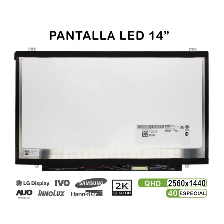 Ecrã LED de 14" para Portatil B140Qan01.0 2560X1440 40 Pines