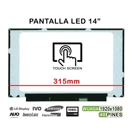 Ecrã LED Tátil de 14" para Portatil B140Hak03.2 40 Pines