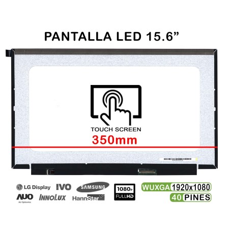Ecrã LED Tátil de 15.6" para Portátil Nv156Fhm-T0E FHD 40 Pines