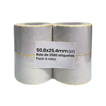 Rolo de Etiquetas Transfer (Fita de Carbono) 50.8mmx25.4mm ST (Rolo de 2580 etiquetas) - Pack de 4 Rolos