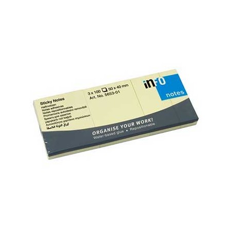 Infonotes Bloco Notas Aderentes 50x40mm Amarelo - 3 x 100 Folhas