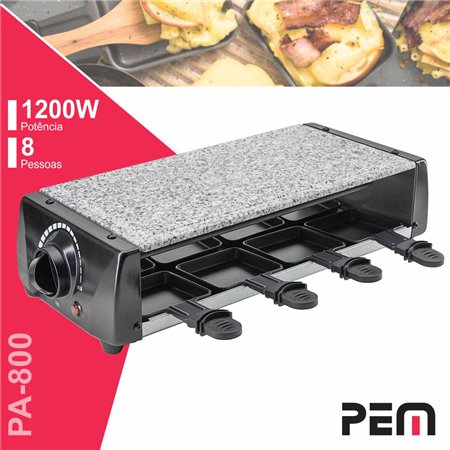 GRELHADOR RACLETTE 8 PESSOAS C/ PEDRA GRANITO 1200W PEM