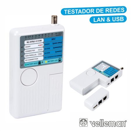 TESTADOR DE CABOS REDE LAN/USB USB-A USB-B BNC RJ45 RJ10