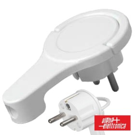 Ficha Schuko Macho C/ Terra Anel Extração 250V Branco