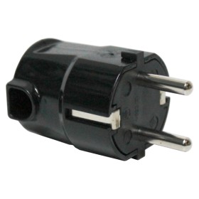 Ficha Schuko Macho C/ Terra Lateral 220V Preta