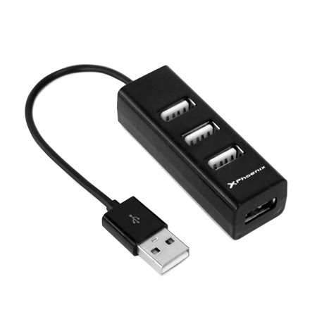 Hub USB portátil Phoenix 4 portas USB 2.0 cabo conector USB flexível design compacto