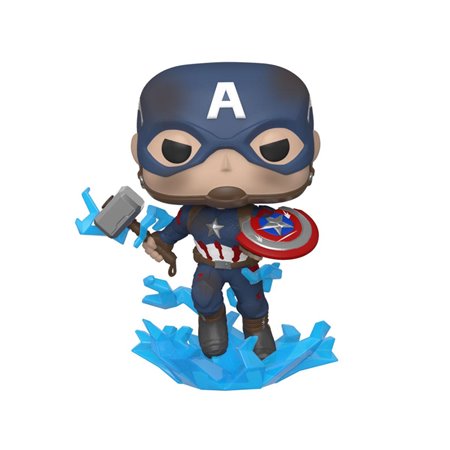 Funko Pop Marvel Avengers Endgame Capitão América com escudo quebrado e Mjolnir 45137