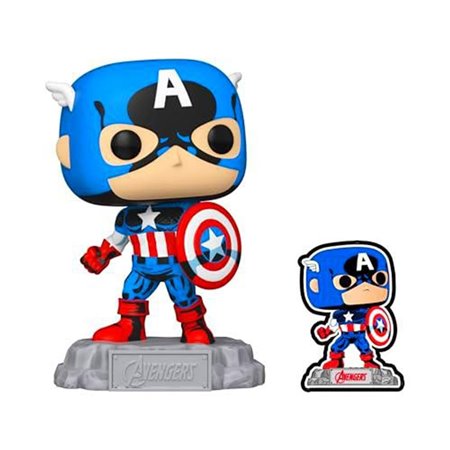 Funko Pop Marvel A60 - Capitão América em quadrinhos com alfinete