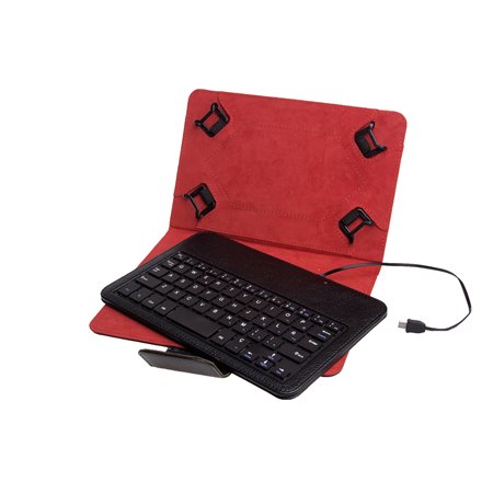 Estojo universal + teclado com fio Phoenix para tablet - ebook 7 - 8'' preto micro usb