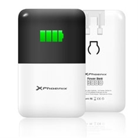 Carregador AC + bateria portátil 2 em 1 Phoenix Power Bank 3000 ma ipad - iphone - tablet - telemóveis - smartphones - mp4 - gps