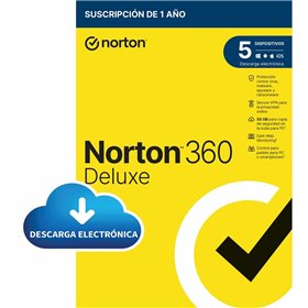 Antivírus norton 360 deluxe 50gb espanhol 1 usuário 5 dispositivos 1 ano esd electronica drmkey gum