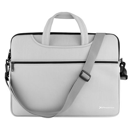 Capa de maleta de neoprene Phoenix para laptop ou tablet de até 16 polegadas interior de veludo cinza