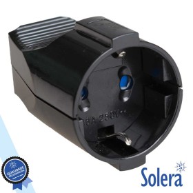 Ficha Schuko Fêmea C/ Terra 220V Preta Solera