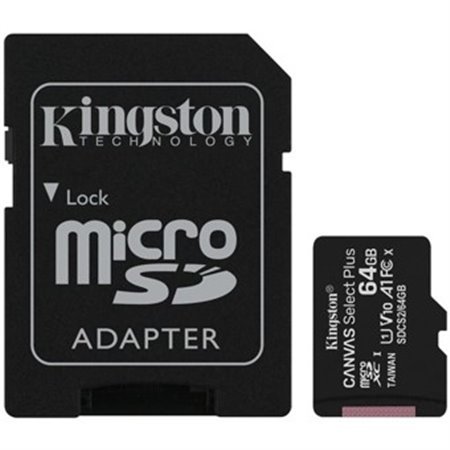 Cartão de memória micro secure digital sd hc 64gb kingston canvas select plus class 10 uhs - 1 + adaptador sd