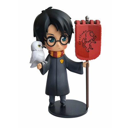 Figura de plastoio harry potter harry potter com bandeira de hedwig e grifinória