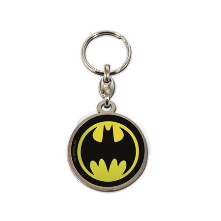 Chaveiro redondo de metal sd brinquedos logo batman universo dc