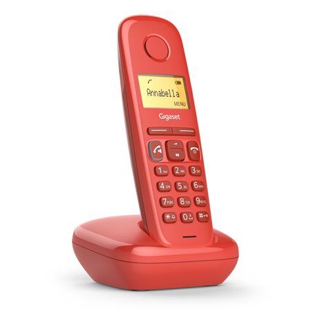 Gigaset a270 telefone fixo sem fio vermelho 80 números agenda - 10 tons