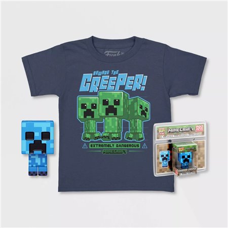 Pop & Tee Minecraft Charged Creeper Funko + Camiseta Tamanho L