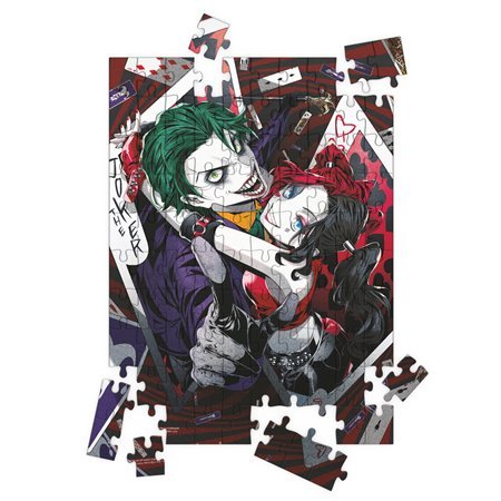 Quebra-cabeça 100 Joker efeito 3D e harley quinn manga dc universe