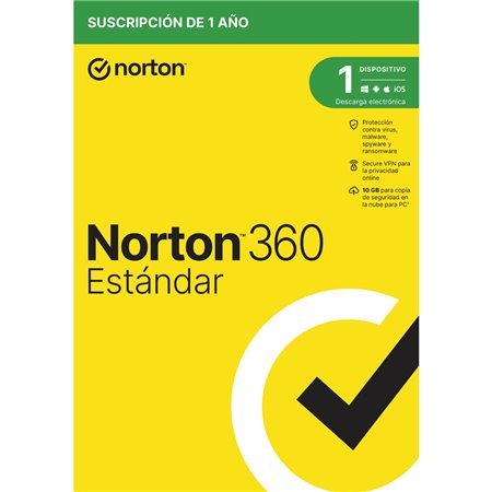 Antivírus norton 360 standard 10gb espanhol 1 usuário 1 aparelho 1 ano caixa genérica rsp mm pastilha