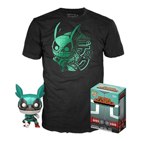 Pop & Tee My Hero Academia Deku com capacete (Full Mech Suit) Funko + camiseta tamanho L