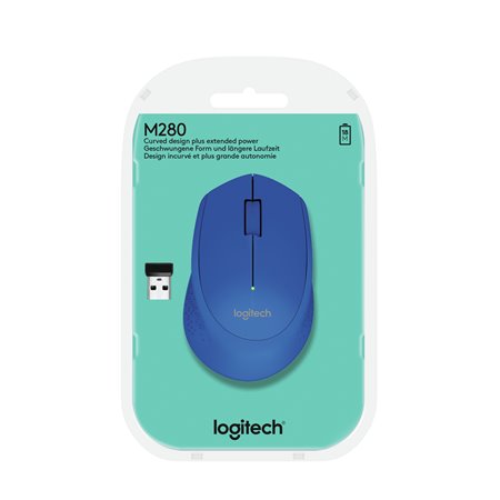 Mouse mouse logitech m280 óptico sem fio sem fio azul