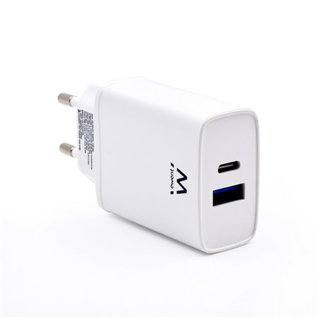 Carregador rápido ewent ew1321 q3 20w usb tipo a usb tipo c