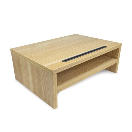 riser de mesa de monitor portátil de madeira Phoenix suporta várias posições até 2 telas organizador de cabo cor de madeira natu