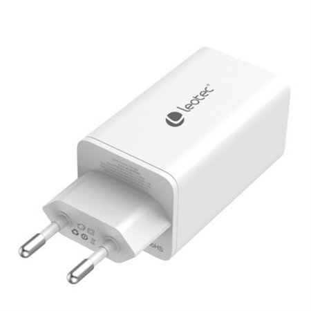 Carregador de parede Leotec 65w carga rápida 2 tipo usb - c pd 1 usb - branco