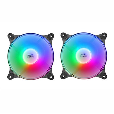 Mars gaming mfduob 2 x 120mm frgb kit de ventilador preto